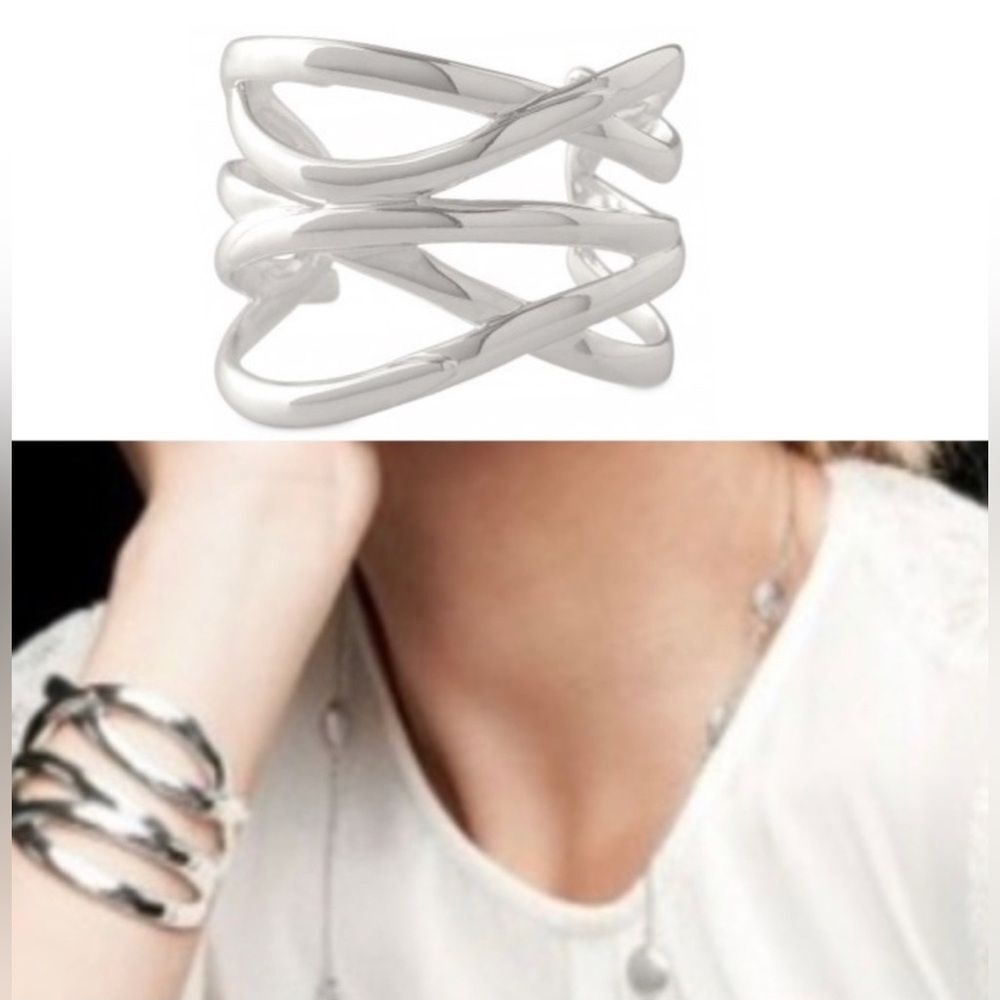 Stella‎ & Dot Odette Fitted Silver Cuff Bracelet